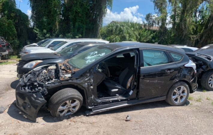 Ford Focus 2014-2017 in a junkyard in the USA Ford