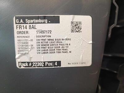147a0908a9f60c59d8c2032f584a041e 18 19 20 VW ATLAS Front Right Door Trim Panel OEM 3CN867012D