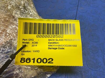 424f02eb03bb2ab0f887d4ed29511167 10 11 12 13 14 15 16 VOLVO XC60 Rear Right Window Regulator OEM 30791020