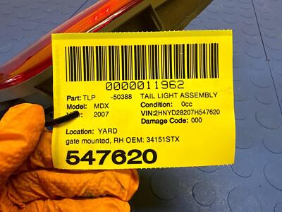 6fd67d4f2d304b01ce813683b516b97b 07 08 09 ACURA MDX Rear Left Tail Light Taillight Assembly OEM 34156stxa01