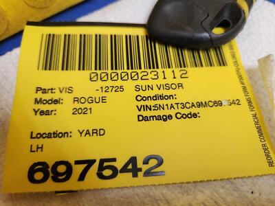 89f5b18cca4e809bf04338e1a67eeb15 21 22 23 ROGUE EXCEPT SPORT Left Sun Visor Sunvisor OEM 964016RA0A