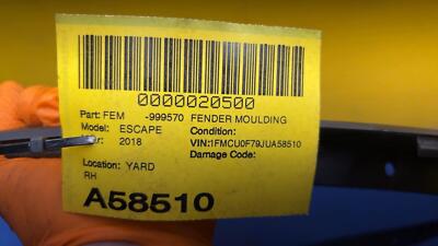 8c73b52f81ba95206f57e72ac5902498 14 15 16 17 18 19 FORD ESCAPE Front Right Fender Flare Moulding OEM CJ5Z16268AC