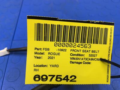 b7536f6bbff3db80bfaaa605bb45362d 21 22 23 ROGUE EXCEPT SPORT Front Right Seat Belt OEM 86842-6RR8A
