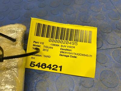 d464e4e13711cbb7d206919a9669e114 09 10 11 12 13 14 15 16 17 18 VW TIGUAN Right Sun Visor OEM 5N0857552H