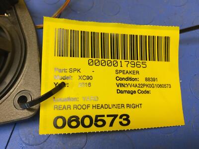 dfec07ad9dbbf1073d2a4ca7b170dc41 16 VOLVO XC90 Rear Right Roof Headlier Speaker OEM 31350622