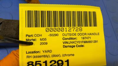 e0db545857daffdaab5c6e7be694cb63 06 07 08 09 10 INFINITI M35 Right Outside Door Handle OEM 80640-EJ21B